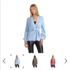 Isaac Mizrahi New York Cotton Blend Knit Tie Front Cardigan Size S French Blue